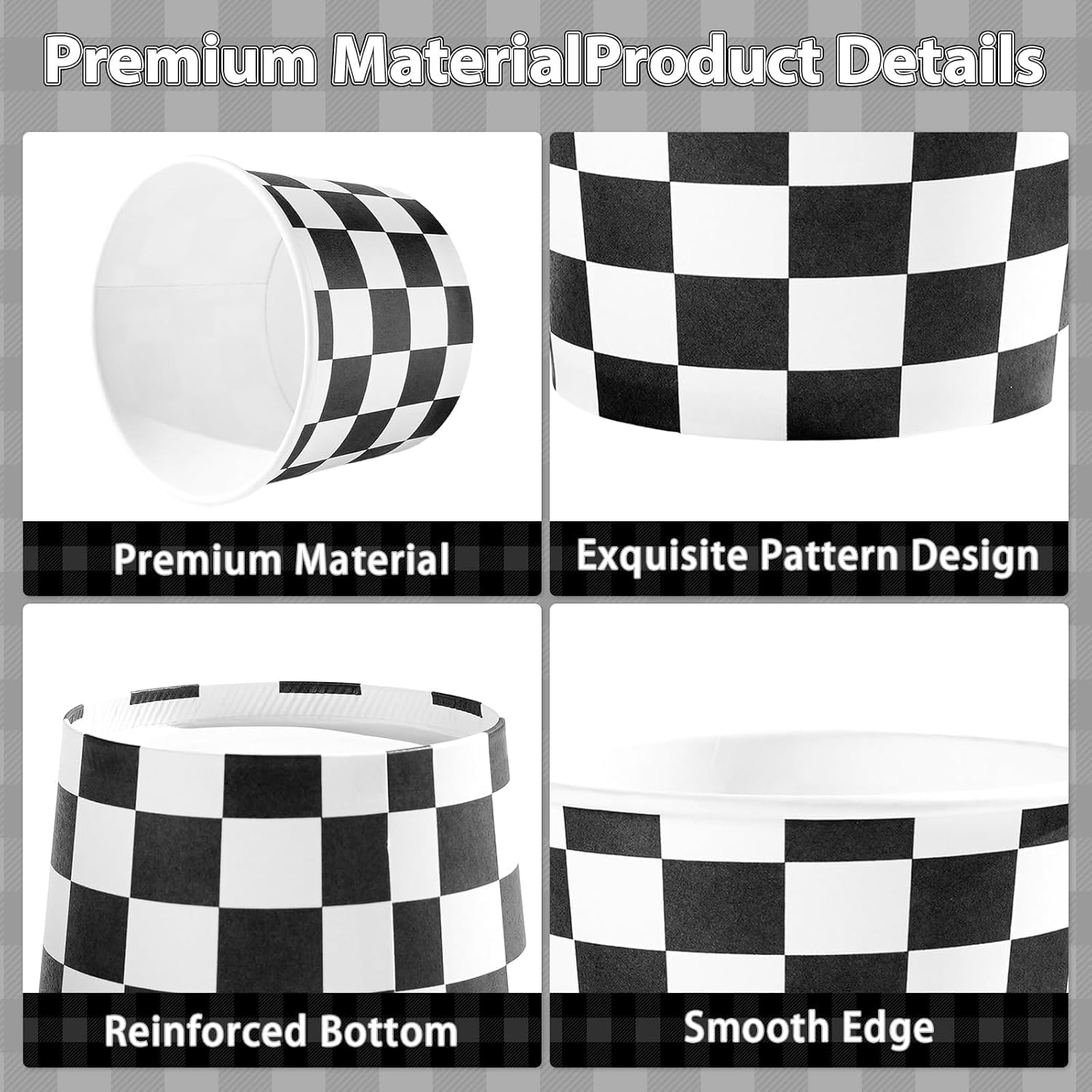 120 Pcs Race Car Ice Cream Cups 12 Oz Racing Checkered Dessert Bowls image 2