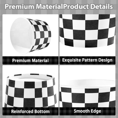 120 Pcs Race Car Ice Cream Cups 12 Oz Racing Checkered Dessert Bowls image 2