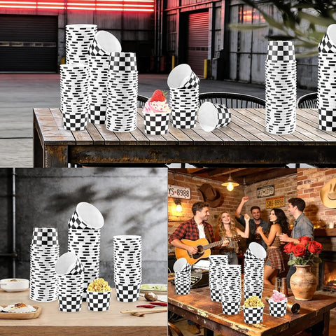 120 Pcs Race Car Ice Cream Cups 12 Oz Racing Checkered Dessert Bowls image 5