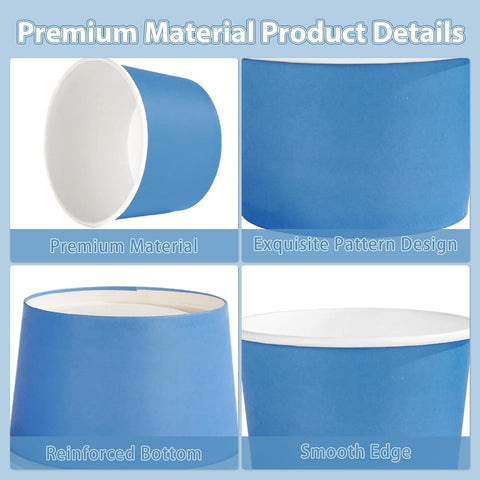 120Pcs 12oz Blue Ice Cream Cups Disposable Dessert Bowls - Grencian