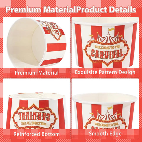 120Pcs 12oz Carnival Theme Ice Cream Cups Disposable Dessert Bowls - Grencian