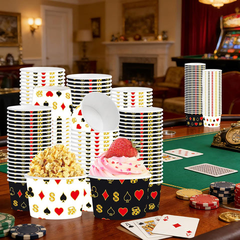 120Pcs 12oz Casino Theme Ice Cream Cups Disposable Dessert Bowls - Grencian