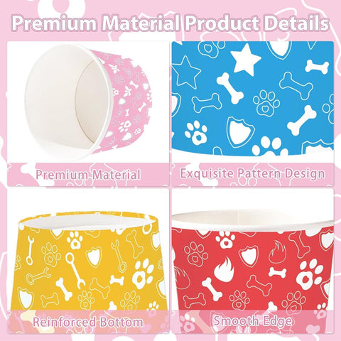 120Pcs 12oz Pet Paw Bone Ice Cream Cups Puppy Paw Print Dessert Bowls image 2