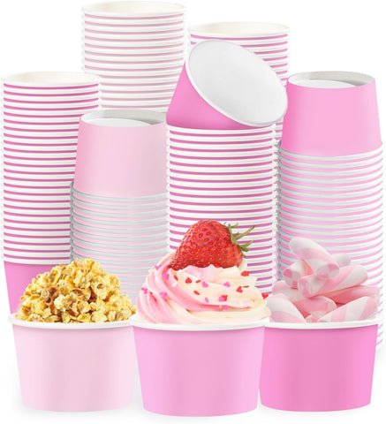 120Pcs 12oz Pink Ice Cream Cups Gradient Pink Dessert Bowls image 1