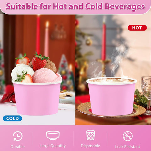 120Pcs 12oz Pink Ice Cream Cups Gradient Pink Dessert Bowls image 3