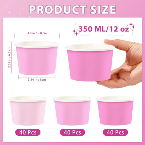 120Pcs 12oz Pink Ice Cream Cups Gradient Pink Dessert Bowls image 4