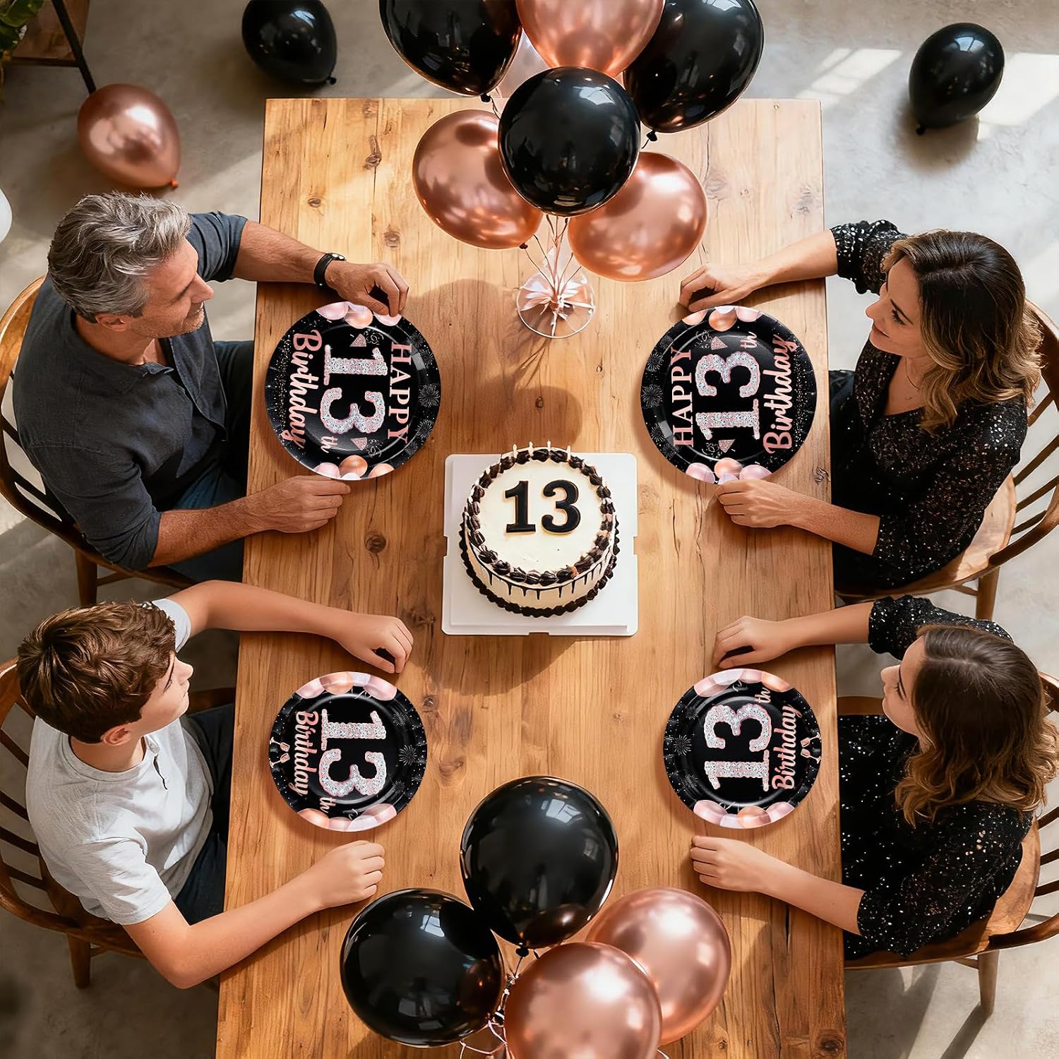 96 Pcs Black Pink 13th Birthday Party Plates and Napkins - Grencian