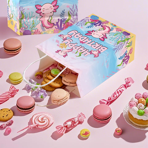 16 Pcs Pink Axolotl Birthday Party Goodie Bags - Grencian