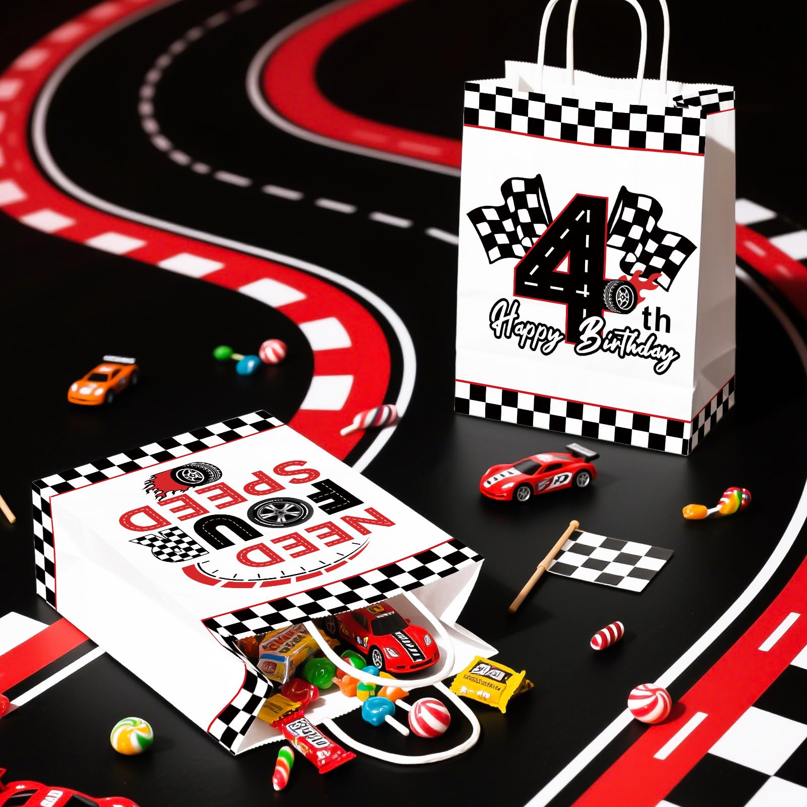 16 Pcs Race Car 4th Birthday Party Goodie Bags - Grencian