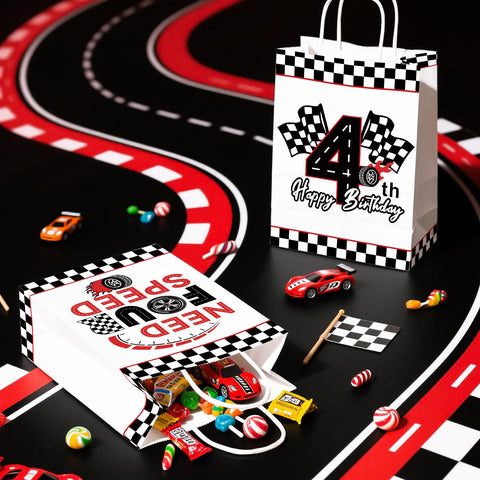 16 Pcs Race Car 4th Birthday Party Goodie Bags - Grencian
