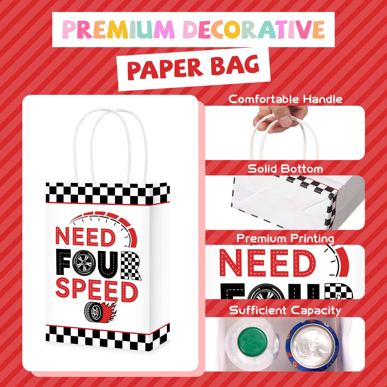 16 Pcs Race Car 4th Birthday Party Goodie Bags - Grencian