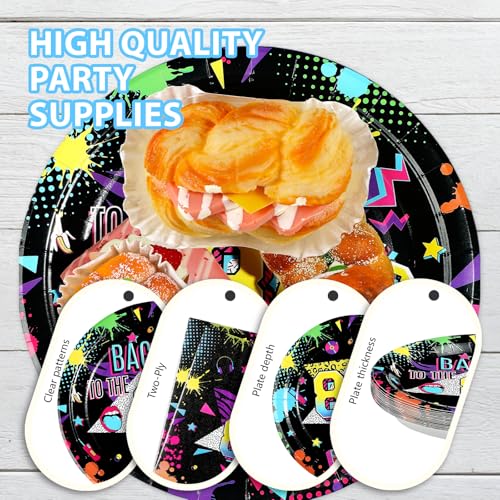 168 Pcs 80s Party Plates Napkins Cups and Forks - Grencian