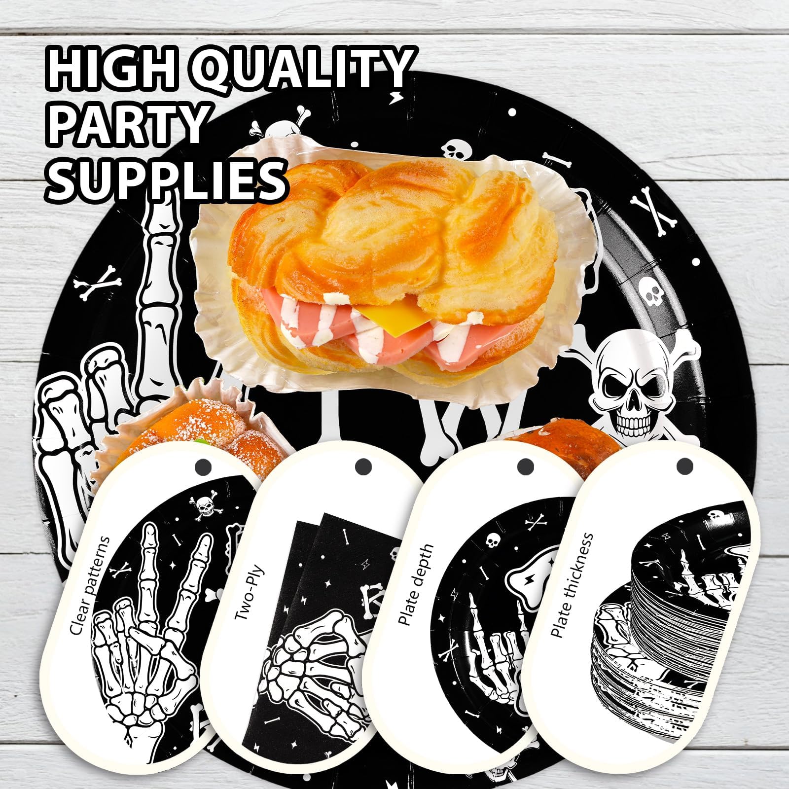 168 Pcs Bad Two The Bone Birthday Party Plates Napkins Cups and Forks - Grencian