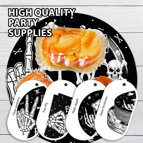 168 Pcs Bad Two The Bone Birthday Party Plates Napkins Cups and Forks - Grencian