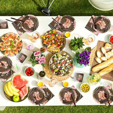 168 Pcs Boots Bubbly Bridal Shower Party Plates Napkins Cups and Forks - Grencian