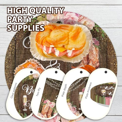 168 Pcs Boots Bubbly Bridal Shower Party Plates Napkins Cups and Forks - Grencian