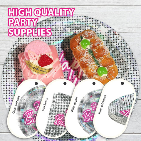 168 Pcs Disco Birthday Party Plates Napkins Cups and Forks - Grencian