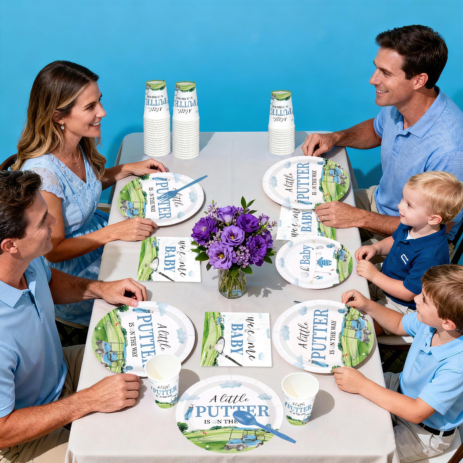 168 Pcs Golf Baby Shower Party Plates Napkins Cups and Forks - Grencian