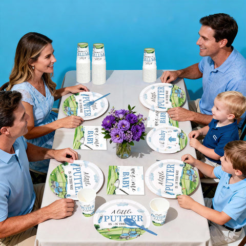 168 Pcs Golf Baby Shower Party Plates Napkins Cups and Forks - Grencian