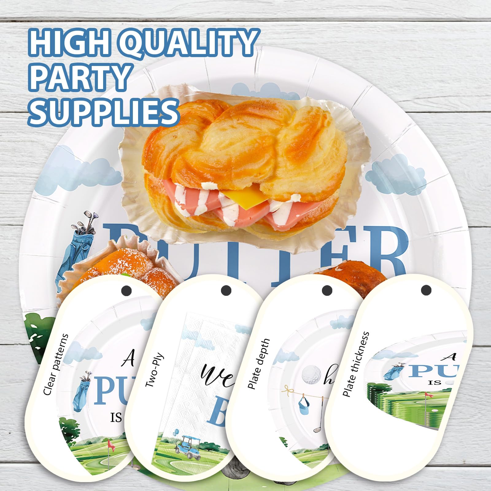 168 Pcs Golf Baby Shower Party Plates Napkins Cups and Forks - Grencian