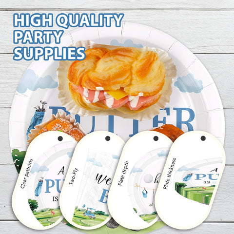 168 Pcs Golf Baby Shower Party Plates Napkins Cups and Forks - Grencian