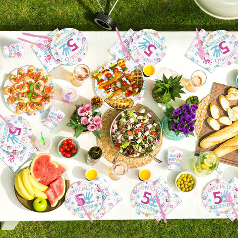 168 Pcs Hi Five Birthday Party Plates Napkins Cups and Forks - Grencian