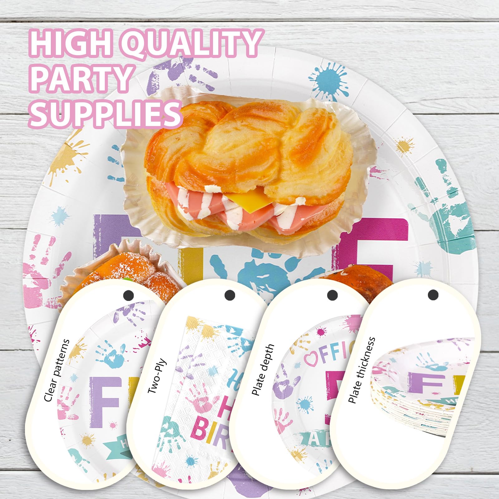 168 Pcs Hi Five Birthday Party Plates Napkins Cups and Forks - Grencian
