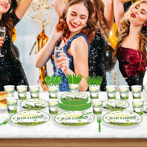 168 Pcs Lawnmower Birthday Party Plates Napkins Cups and Forks - Grencian