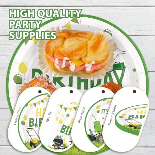 168 Pcs Lawnmower Birthday Party Plates Napkins Cups and Forks - Grencian