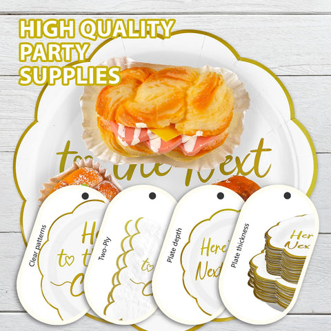 168 Pcs Next Chapter Party Scalloped Plates Napkins Cups and Forks - Grencian