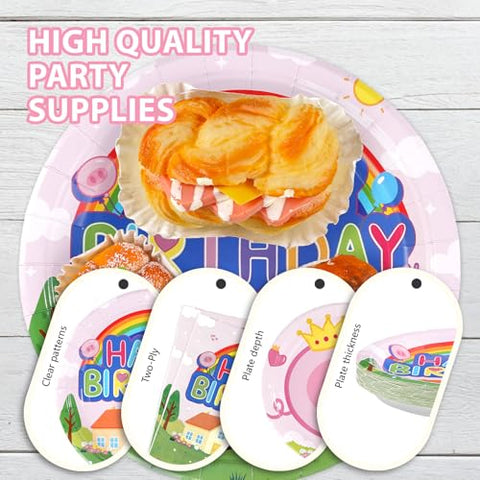 168 Pcs Pig Birthday Party Plates Napkins Cups and Forks - Grencian