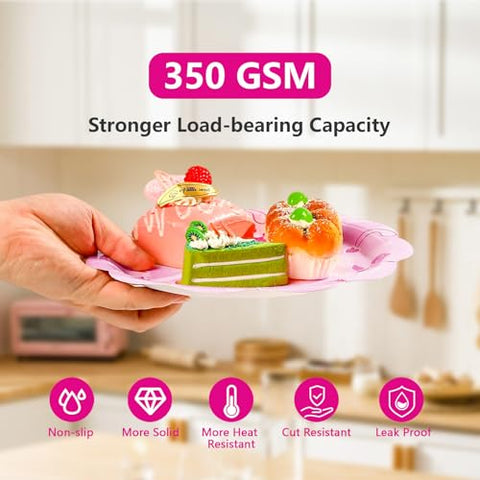 168 Pcs Pink Girl Party Plates Napkins Cups and Forks - Grencian