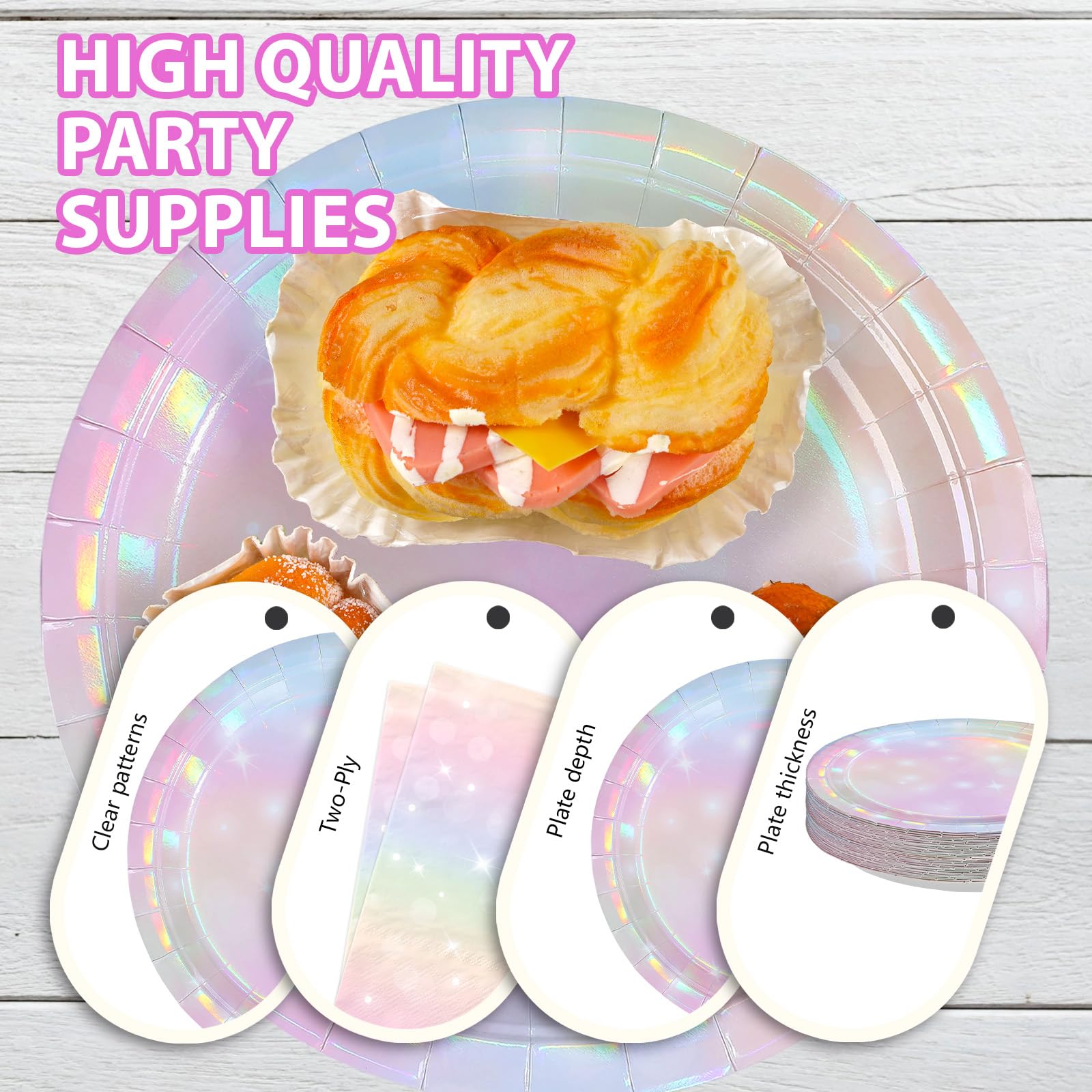 168 Pcs Pink Pastel Party Plates Napkins Cups and Forks - Grencian