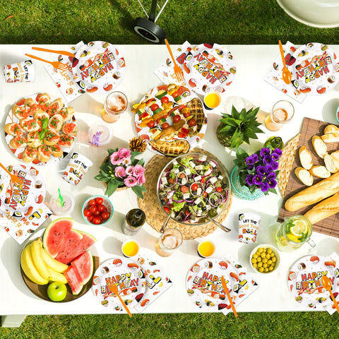 168 Pcs Sushi Birthday Party Plates Napkins Cups and Forks - Grencian