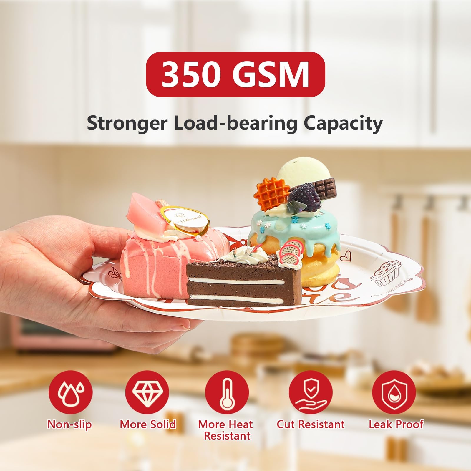 168 Pcs That's Amore Party Scalloped Plates Napkins Cups and Forks - Grencian