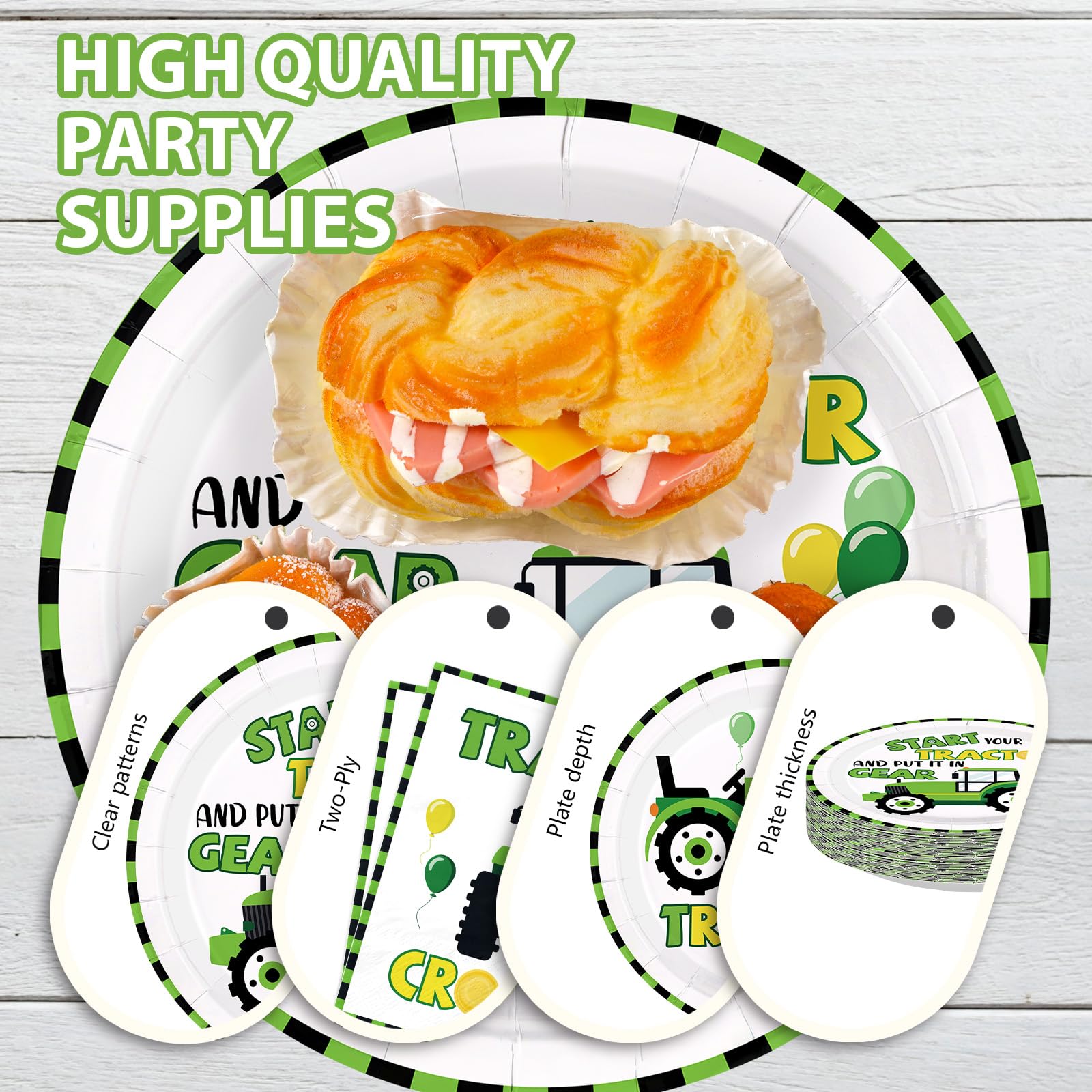 168 Pcs Tractor Birthday Party Plates Napkins Cups and Forks - Grencian