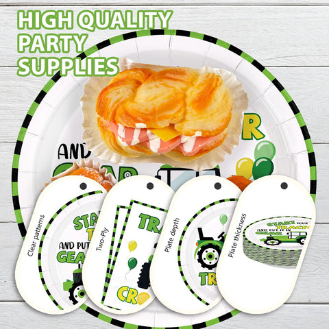 168 Pcs Tractor Birthday Party Plates Napkins Cups and Forks - Grencian