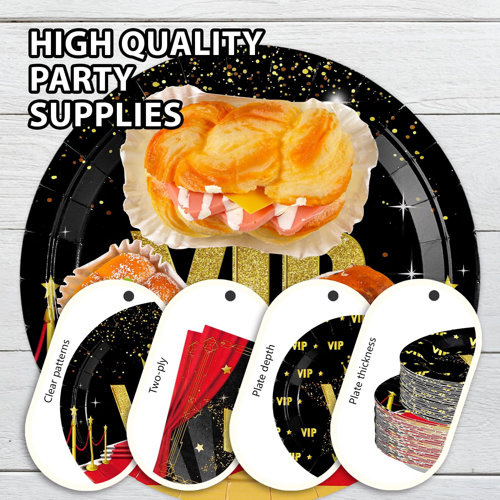168 Pcs Vip Party Plates Napkins Cups and Forks - Grencian