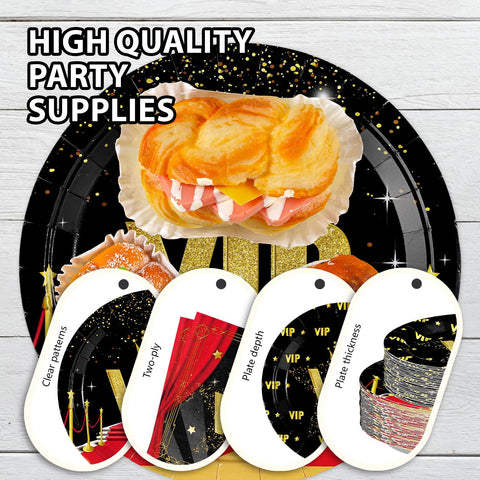 168 Pcs Vip Party Plates Napkins Cups and Forks - Grencian