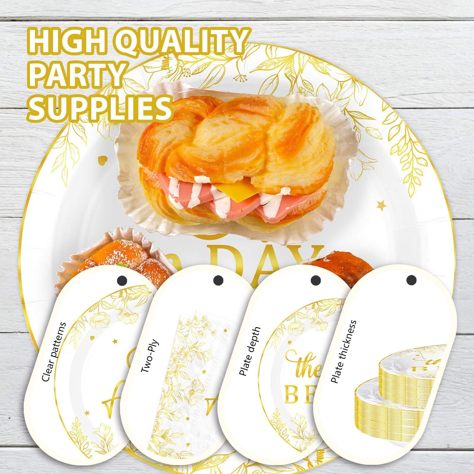 168 Pcs Wedding Rehearsal Party Plates Napkins Cups and Forks - Grencian