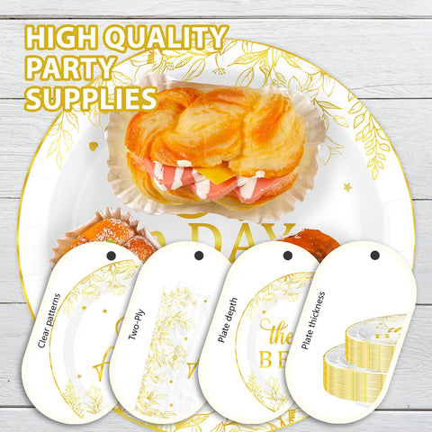 168 Pcs Wedding Rehearsal Party Plates Napkins Cups and Forks - Grencian