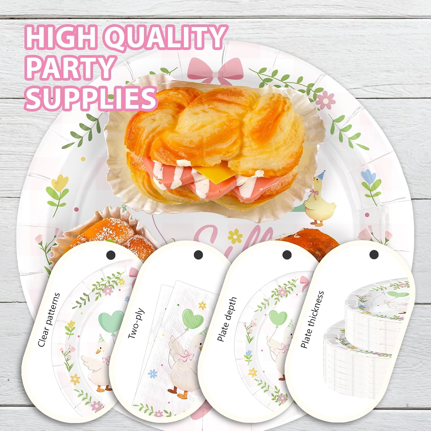 168 Pcs One Silly Goose 1st Birthday Plates Napkins Cups Set - Serves 24 - Grencian