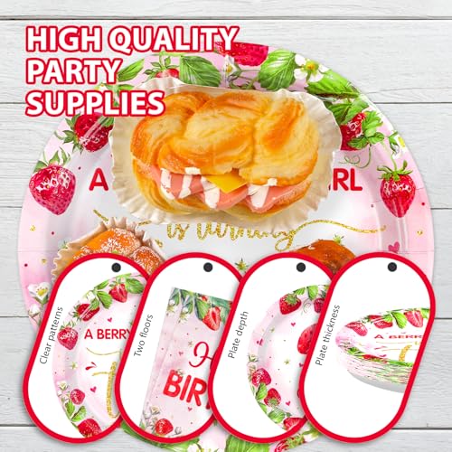 168Pcs Strawberry 2nd Birthday Paper Supplies - Grencian