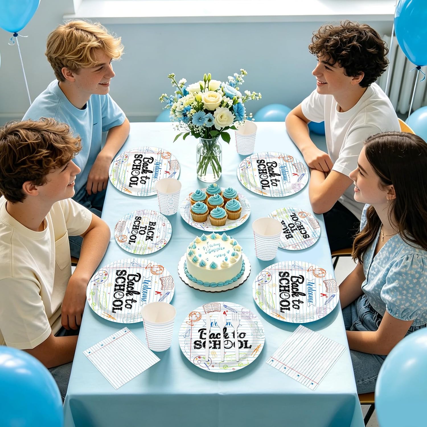 168Pcs Back to School Party Decoration First Day Tableware Serves 24 - Grencian