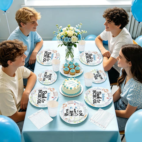 168Pcs Back to School Party Decoration First Day Tableware Serves 24 - Grencian