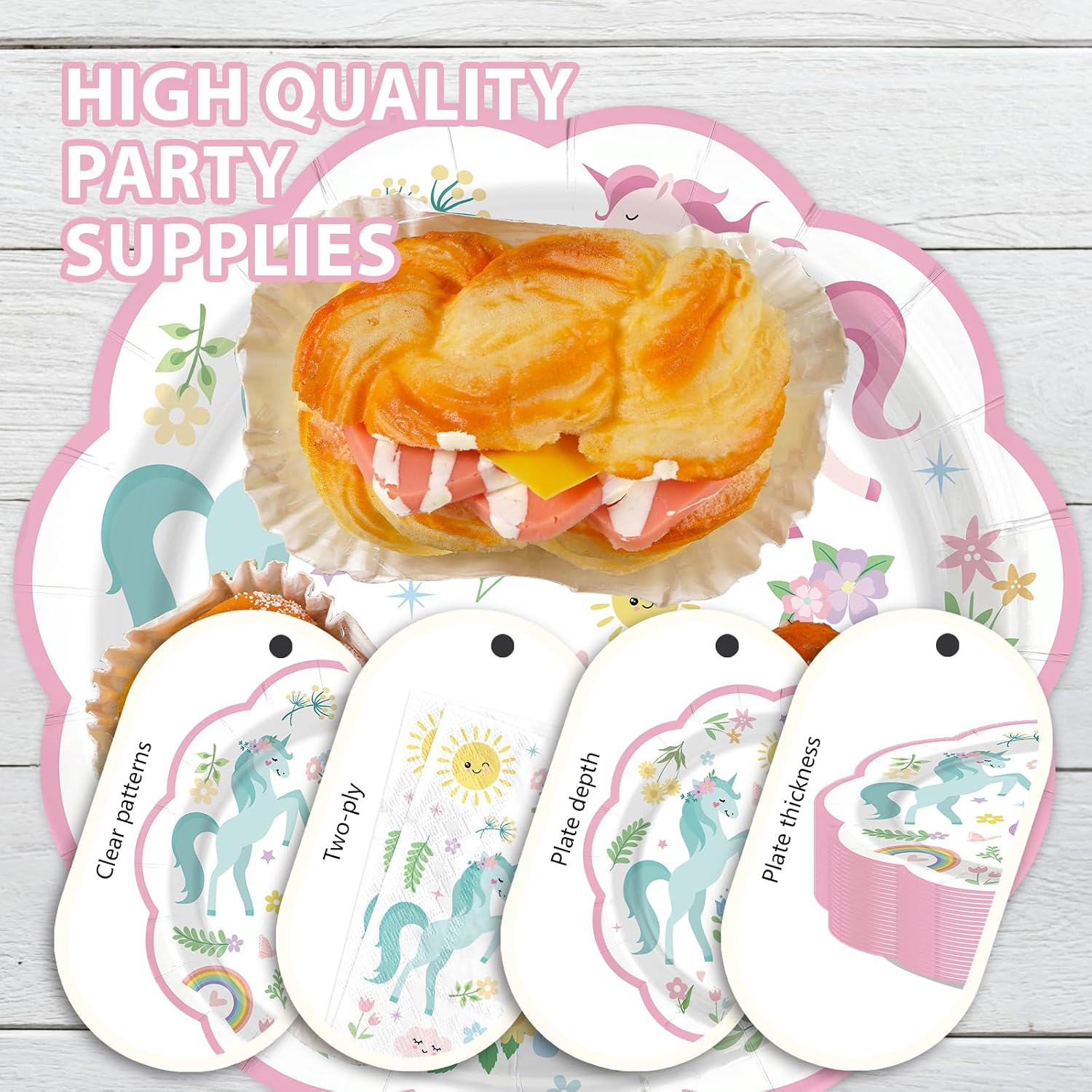 168Pcs Magical Pastel Unicorn Birthday Decorations Tableware Serves 24 - Grencian