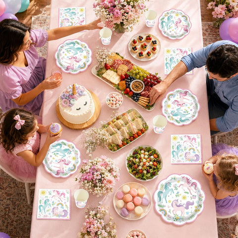 168Pcs Magical Pastel Unicorn Birthday Decorations Tableware Serves 24 - Grencian