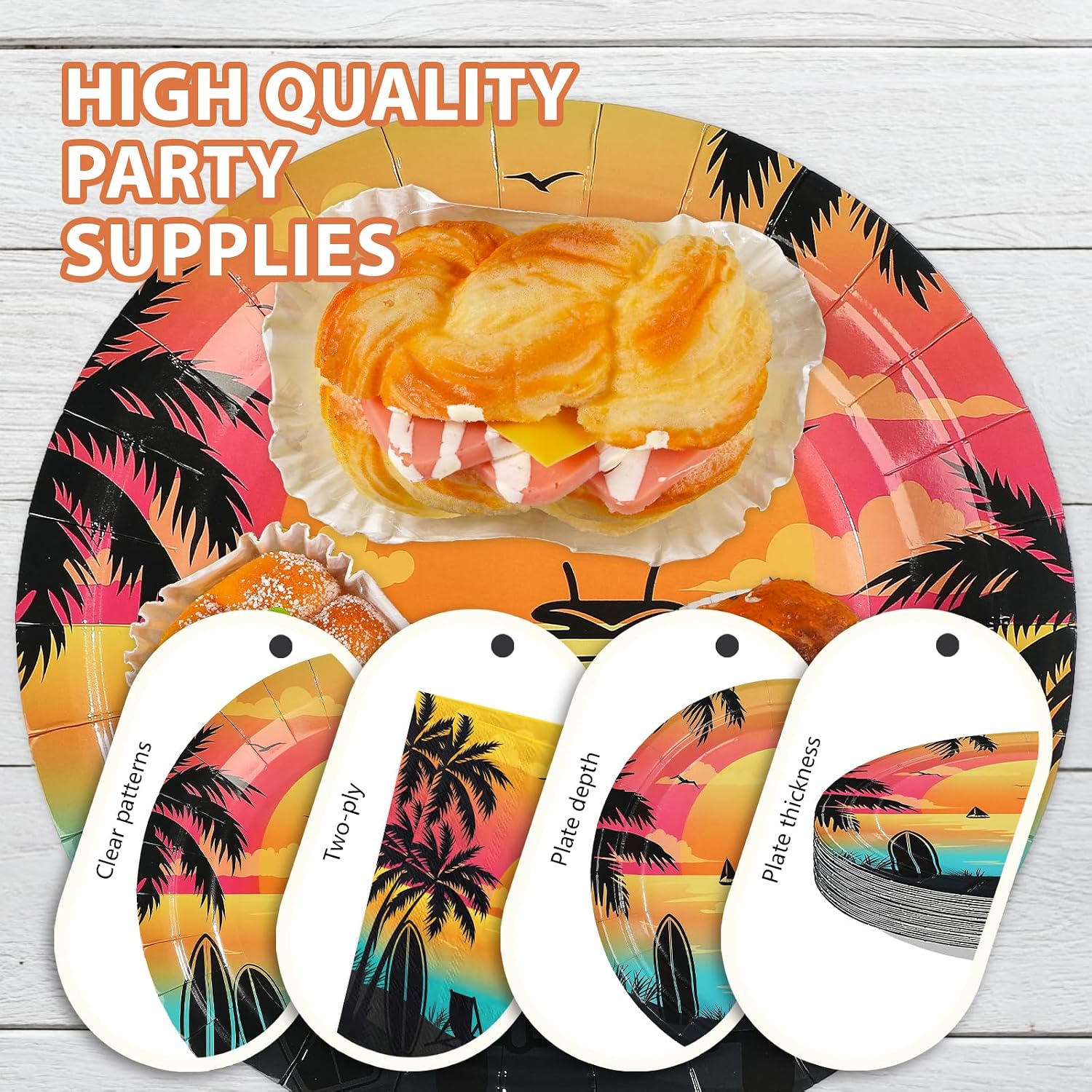 168Pcs Tropical Beach Sunset Party Decorations Tableware Serves 24 - Grencian