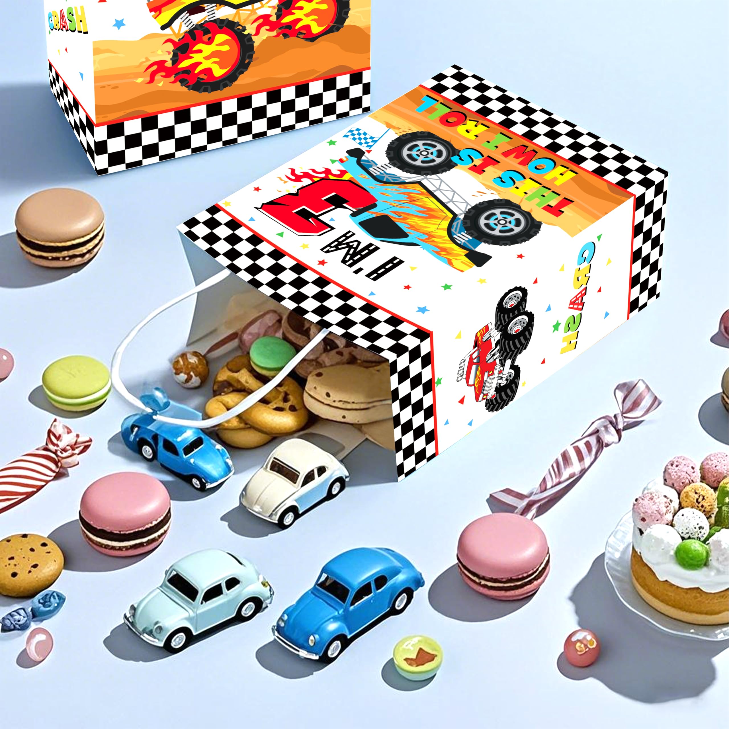 16 Pcs Monster Truck 3rd Birthday Party Goodie Bags - Grencian