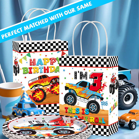 16 Pcs Monster Truck 3rd Birthday Party Goodie Bags - Grencian